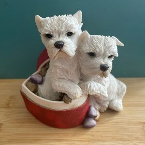 2001 Ceramic Westie Pair in Heart Shaped Box